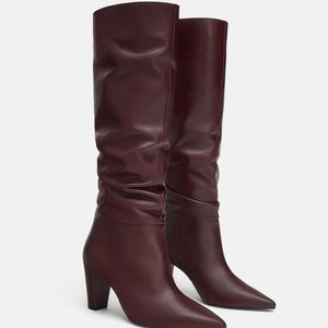 High heeled leather boots Zara